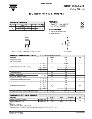 SUM110N04-2M1P Datasheet PDF Vishay Semiconductors