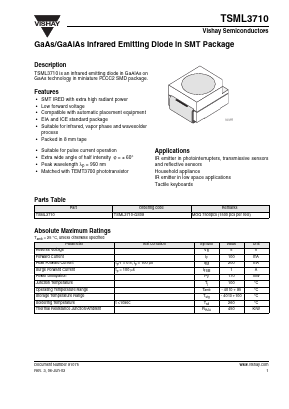 TSML3710-GS08 Datasheet PDF Vishay Semiconductors