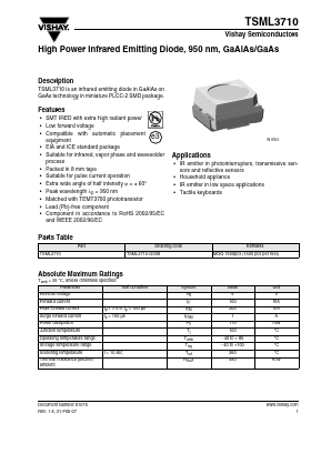 TSML3710 Datasheet PDF Vishay Semiconductors