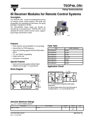TSOP4830ON1 Datasheet PDF Vishay Semiconductors