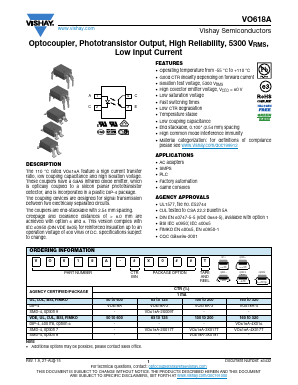VO618A-2X017T Datasheet PDF Vishay Semiconductors