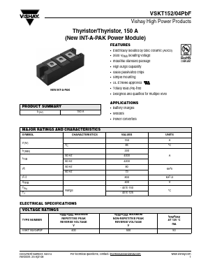 VSKT152/04PBF Datasheet PDF Vishay Semiconductors
