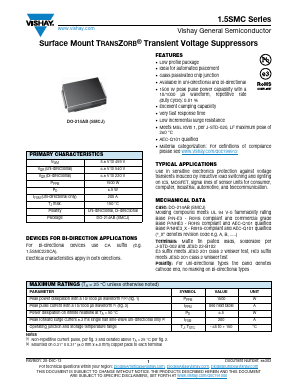 1.5SMC6.8A-E39AT Datasheet PDF Vishay Semiconductors