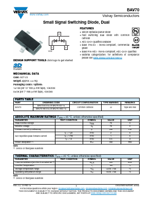 BAV70-HE3-08 Datasheet PDF Vishay Semiconductors