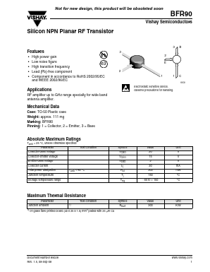 BFR90 Datasheet PDF Vishay Semiconductors