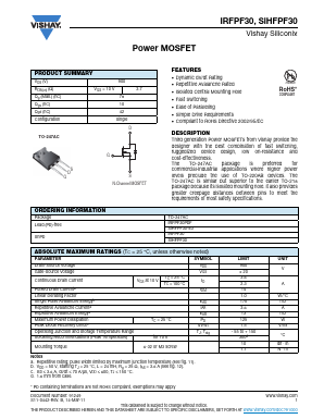 IRFPF30PBF Datasheet PDF Vishay Semiconductors