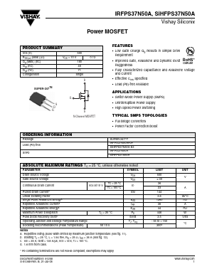 IRFPS37N50A Datasheet PDF Vishay Semiconductors