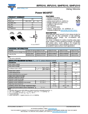 SIHFU310-E3 Datasheet PDF Vishay Semiconductors