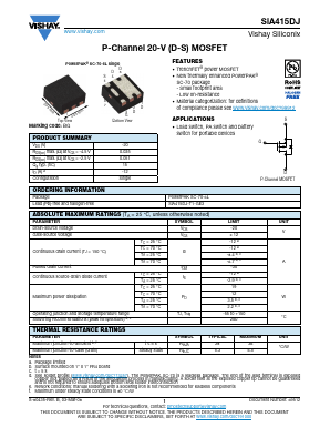 SIA415DJ Datasheet PDF Vishay Semiconductors