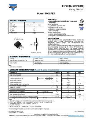 SIHF634S Datasheet PDF Vishay Semiconductors