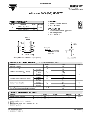 SI3458BDV Datasheet PDF Vishay Semiconductors