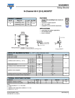 SI3458BDV-T1-GE3 Datasheet PDF Vishay Semiconductors