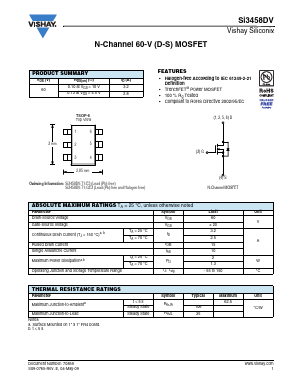 SI3458DV-T1-GE3 Datasheet PDF Vishay Semiconductors