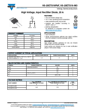 20ETS16-M3 Datasheet PDF Vishay Semiconductors