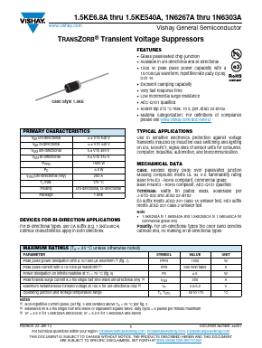 1.5KE200CAHE3/54 Datasheet PDF Vishay Semiconductors