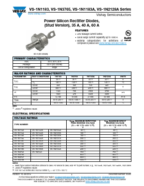 VS-1N1189AR Datasheet PDF Vishay Semiconductors