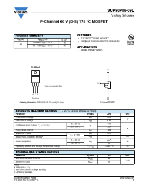 SUP90P06-09L-E3 Datasheet PDF Vishay Semiconductors