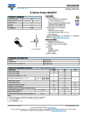 SIHU5N50D-GE3 Datasheet PDF Vishay Semiconductors