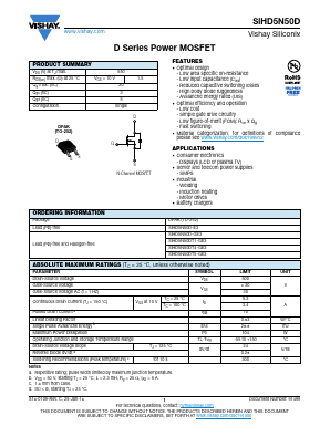 SIHD5N50DT1-GE3 Datasheet PDF Vishay Semiconductors