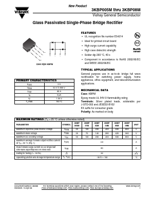 3KBP08M-E4/51 Datasheet PDF Vishay Semiconductors