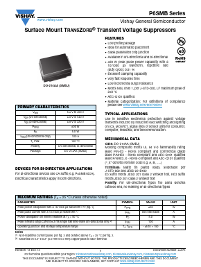 P6SMB43CA Datasheet PDF Vishay Semiconductors