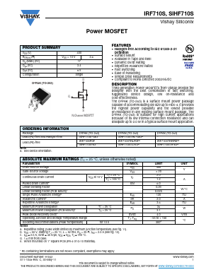 SIHF710STL-E3 Datasheet PDF Vishay Semiconductors