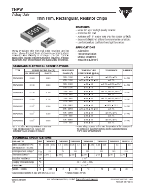 TNPW08051690BR75 Datasheet PDF Vishay Semiconductors
