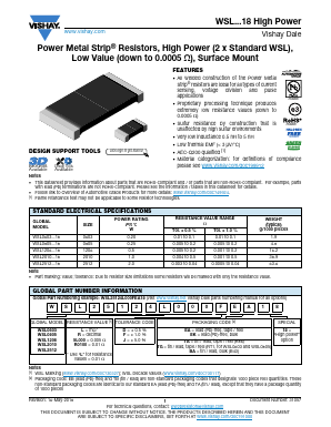 WSL2010R1800FEB18 Datasheet PDF Vishay Semiconductors