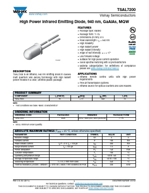 TSAL7200 Datasheet PDF Vishay Semiconductors