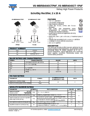 VS-MBRB4045CTP Datasheet PDF Vishay Semiconductors