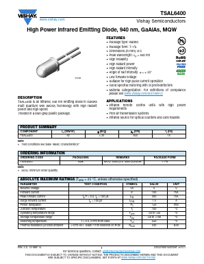 TSAL6400 Datasheet PDF Vishay Semiconductors