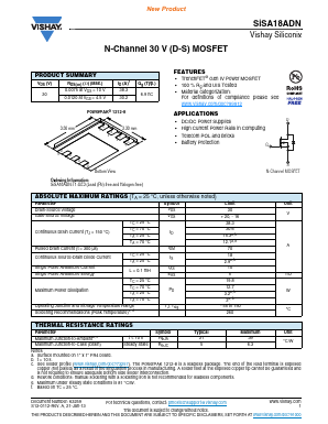 SISA18ADN-T1-GE3 Datasheet PDF Vishay Semiconductors