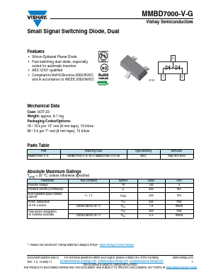 MMBD7000-V-G-18 Datasheet PDF Vishay Semiconductors