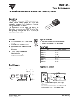 TSOP4833 Datasheet PDF Vishay Semiconductors