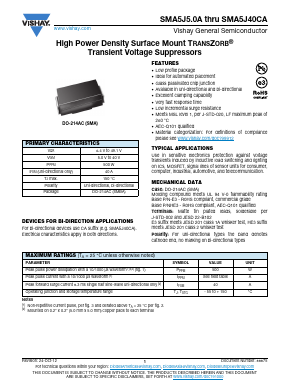 SMA5J18CAHE3/5A Datasheet PDF Vishay Semiconductors
