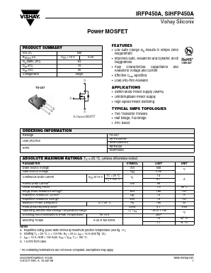 IRFP450A Datasheet PDF Vishay Semiconductors