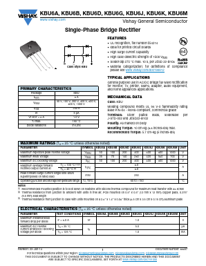 KBU6A Datasheet PDF Vishay Semiconductors