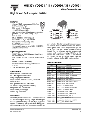 6N137 Datasheet PDF Vishay Semiconductors