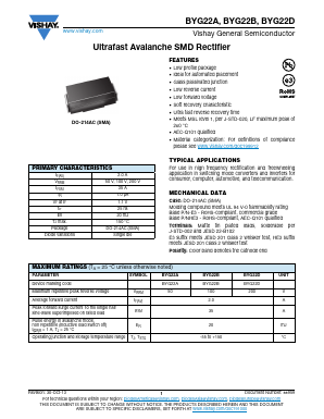 BYG22BHE3 Datasheet PDF Vishay Semiconductors