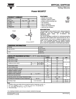 IRFPC60 Datasheet PDF Vishay Semiconductors