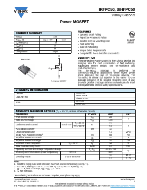 IRFPC50 Datasheet PDF Vishay Semiconductors
