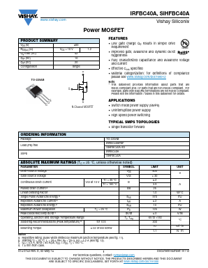 IRFBC40A Datasheet PDF Vishay Semiconductors