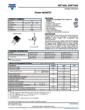 IRF740SPBF Datasheet PDF Vishay Semiconductors