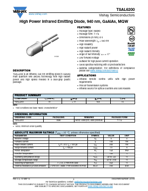 TSAL6200 Datasheet PDF Vishay Semiconductors