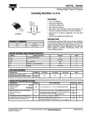 16CTQ100 Datasheet PDF Vishay Semiconductors