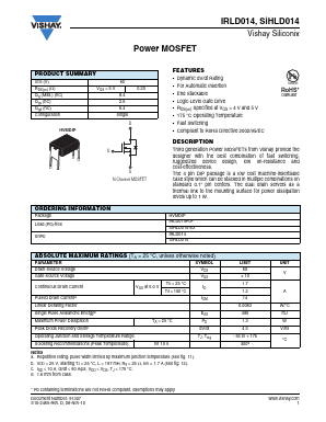 IRLD014PBF Datasheet PDF Vishay Semiconductors