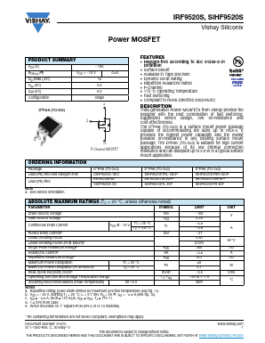 IRF9520S Datasheet PDF Vishay Semiconductors