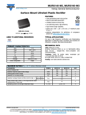 MURS160-M3/52T Datasheet PDF Vishay Semiconductors