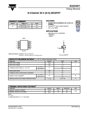 SI4354DY Datasheet PDF Vishay Semiconductors