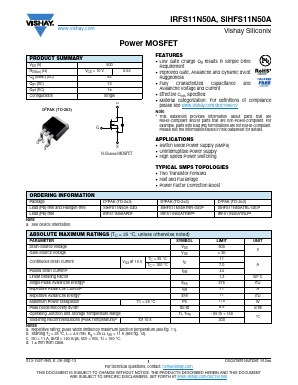 SIHFS11N50A-GE3 Datasheet PDF Vishay Semiconductors